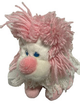 Vintage DIsney Fluppy Dogs White Pink Yarn Hair Puppy Dog Plush Toy 8" Kenner