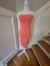 Forever 21 Coral Tube Bodycon with A Split Dress Size Medium NWOT