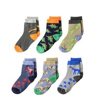 Jefferies Socks boys Boy s Dinosaur Pattern Cotton Crew Socks 6 Pack, Medium US