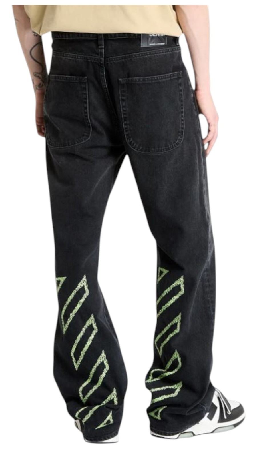 Off-White Diag Outl Relaxed Men's Jeans W34 Black Regular Denim Button RRP799