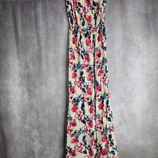 New Look Women’s Maxi Dress UK 10 Cream Floral Sleeveless Summer Boho