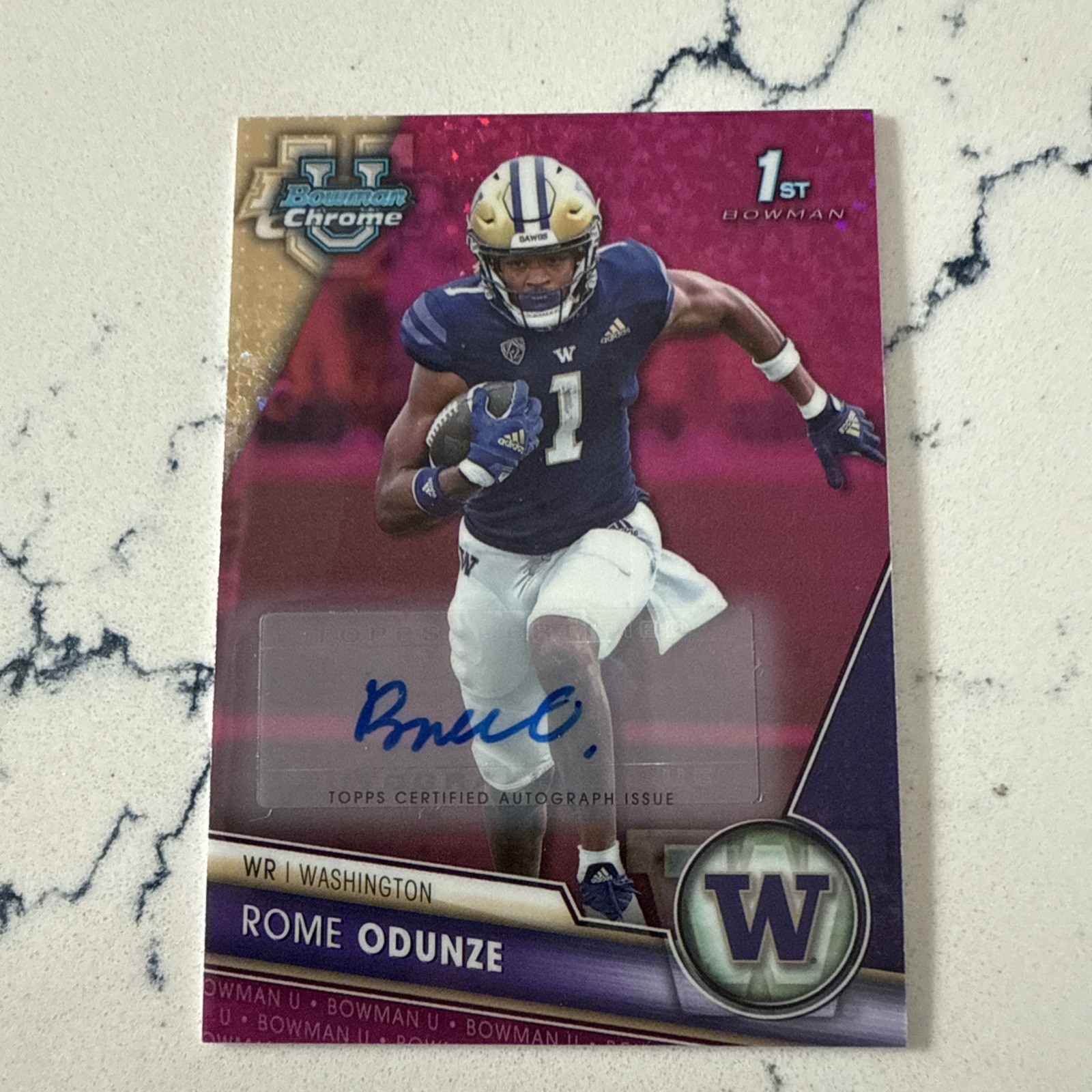 2023 ROME ODUNZE 1st Bowman U Chrome Fuchsia Pink Mini Diamond /150 AUTO 🔥