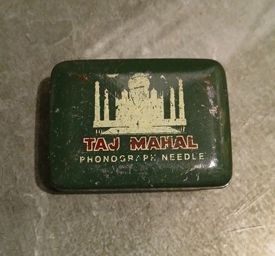 Vintage grüne Taj Mahal LEERE Grammophon Nadeln Dose