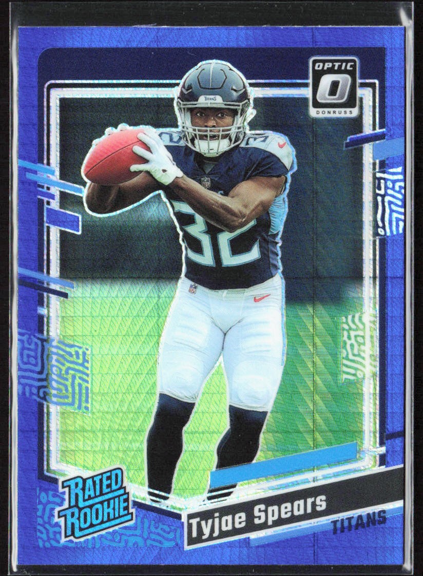 2023 Donruss Optic Tyjae Spears Blue Hyper Prizm Rookie RC #297 Tennessee Titans