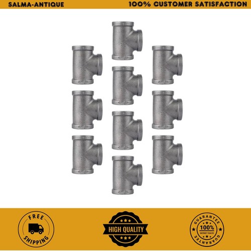 Tee Fitting 1/2" x 1/2" Black Iron FPT DIY Industrial Pipe Plumbing 10-Pack New
