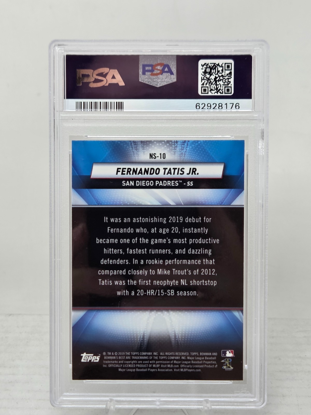 2019 Bowman Best Refractive FERNANDO TATIS JR RC CARD PSA 9 MINT view 2
