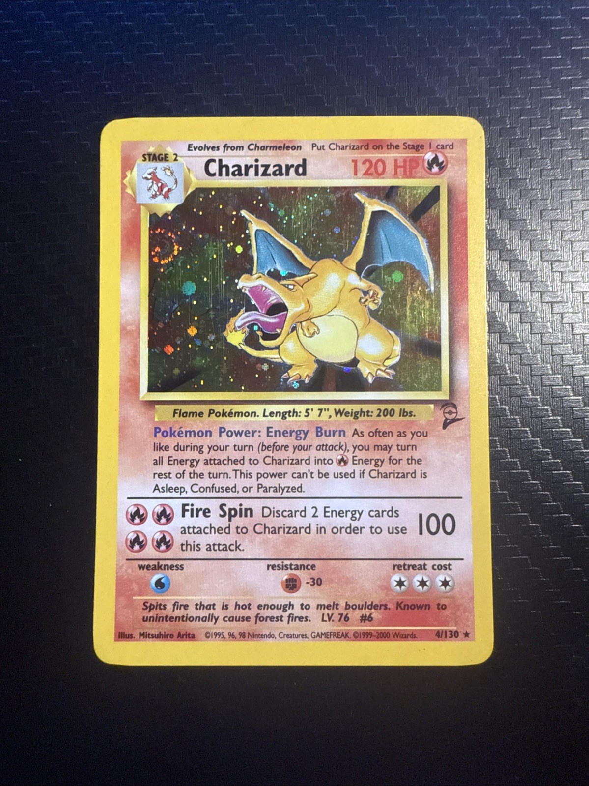 2000 RAW Pokémon TCG Base set 2 UNLIMITED Charizard 4/102 Holo Rare !!!LP!!!
