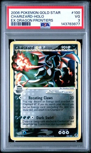 2006 POKEMON EX DRAGON FRONTIERS GOLD STAR #100 CHARIZARD-HOLO PSA 3