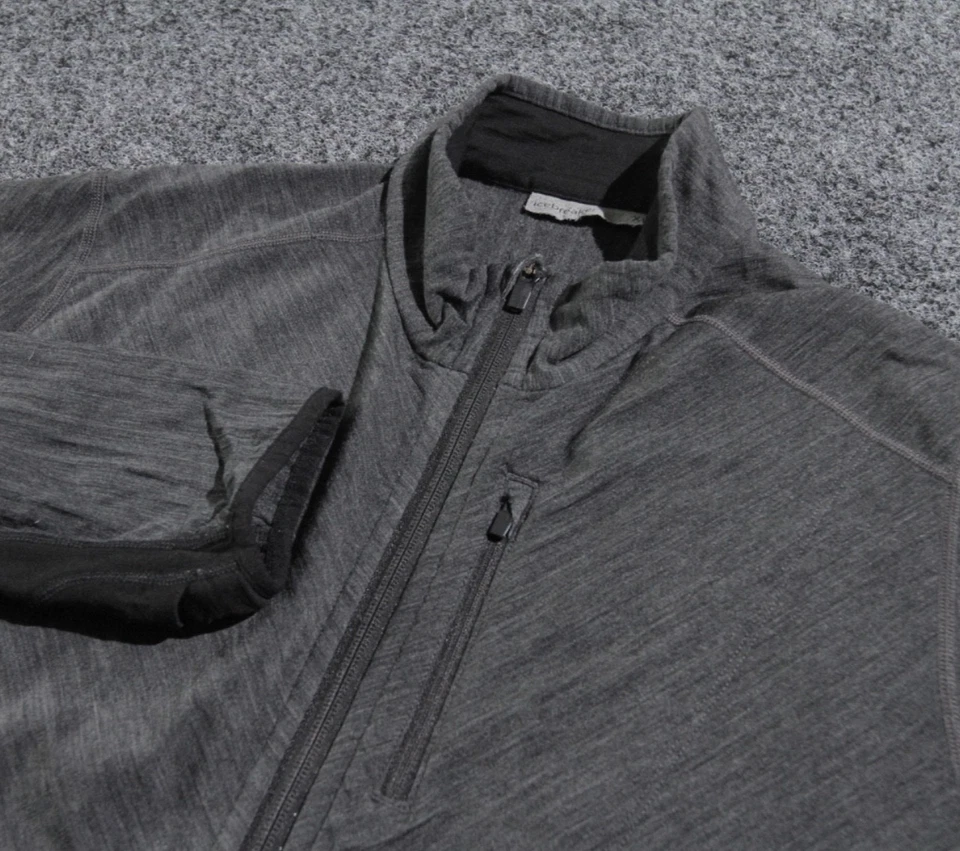 Icebreaker Jacket Mens XL Gray Wool Full Zip Snow Sports Thumb Loop - Image 2 of 4