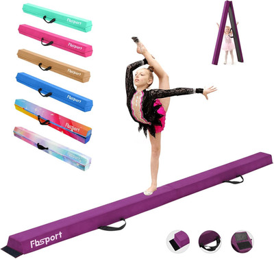 Folding Gymnastics Balance Beam for Kids & Adults - Non-Slip with Carry Bag