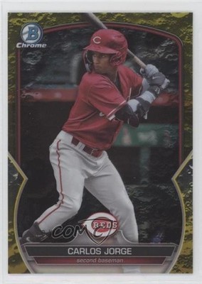 2023 Bowman Draft Chrome Yellow Lunar Crater Refractor /75 Carlos Jorge 16s2