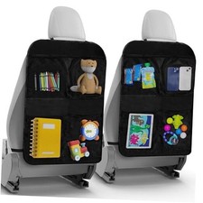 2 Pack Kick Mats Back Seat Protector - Backseat Car Organizer for 4 Pockets