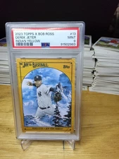 2023 Topps Bob Ross Joy of Baseball Derek Jeter Indian Yellow /25 PSA 9 Yankees
