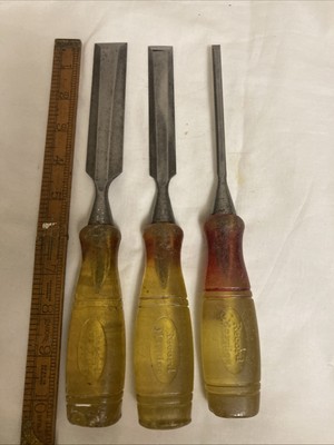 Record Marples rattersichere abgeschrägte Kante Meißel x 3 - ein Zoll, 3/4 und 1/4
