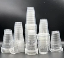 HOT BARGAINS 100 X Clear Plastic Pint Glasses Reusable (20oz / 570ml)