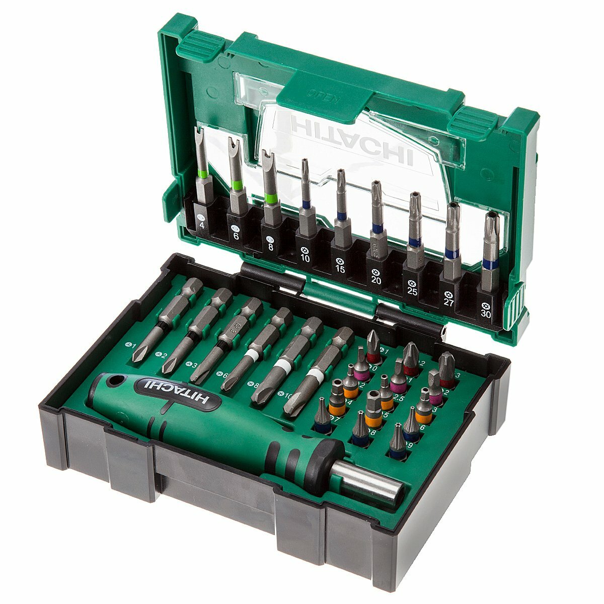 Hitachi 400.300.23 - Set di punte a incastro impilabili, 31 pezzi
