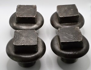 Set of Four Cast Iron Wagon or Carriage Wheel Nuts 4" Wide Flange