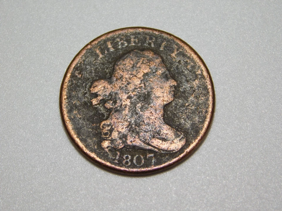 OLD US COIN 1807 DRAPED BUST 1/2 HALF CENT - Image 2 of 4