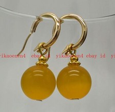 Natural 14mm Multicolor Round Gemstone Gold Dangle Leverback Earrings Aaa