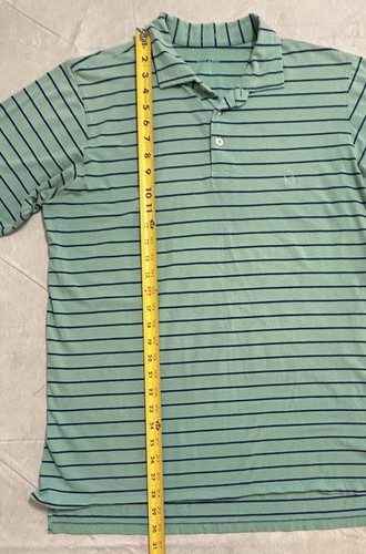 B Draddy Golf Polo Shirt Mens M Short Sleeve Striped Green Blue Pima Cotton - Picture 5 of 6