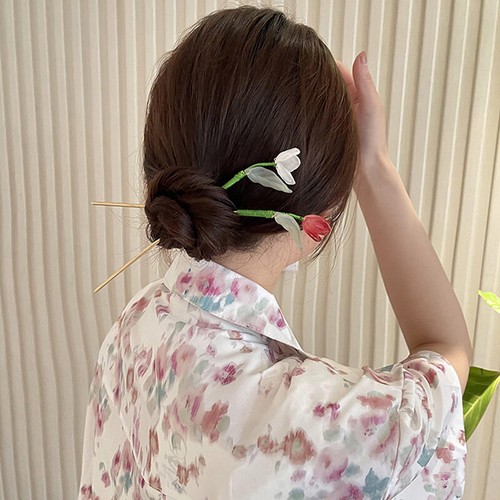 1pcs Chinese Style Tulip Hair Pin Womens Girls Hair Stick Hair Accessories - Picture 11 of 21