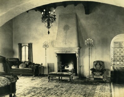 USA Kalifornien Palos Verdes Halbinsel Haus Innenraum Kamin altes Foto 1920er