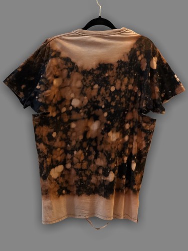 Black Brown Tan Bleached Distressed Short Sleeve T Shirt Top Unisex US Size L - 第 8/12 張圖片