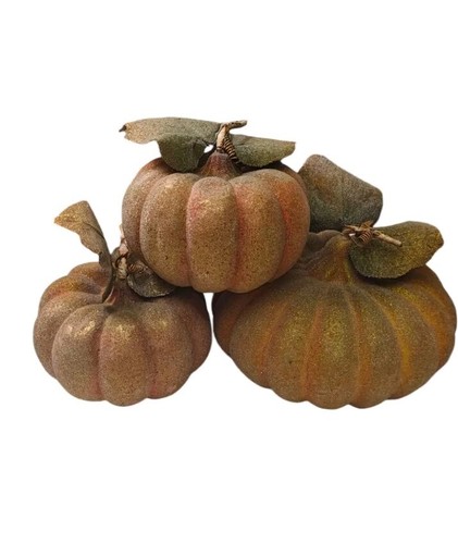 3 Vtg Sugar Beaded Pumpkins Fall Halloween Home Table Decor JackOLantern Rustic - Picture 7 of 17