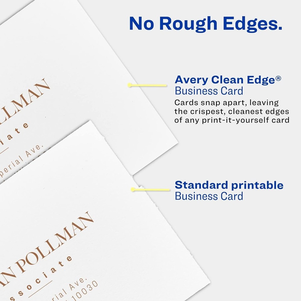 Avery Business Cards 5874 Matte White 1000 Cards Clean Edge Cut, New