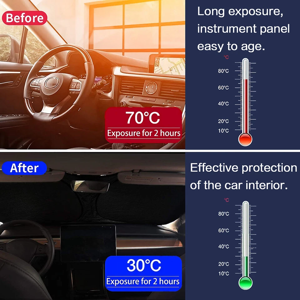2x Para Acessórios Acura Carro SUV Pára-brisa Sol Calor UV Bloco Janela Viseira - Imagem 4 de 4