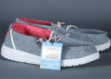 HEY DUDE WENDY YOUTH CHAMBRAY BRAID INDIGO Lightweight Slip-On GIRLS Shoe Sz K13