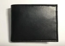 Leather Unlimited Men's Leather Wallet Black Bifold Flap Security 4.5x3.25” NEW