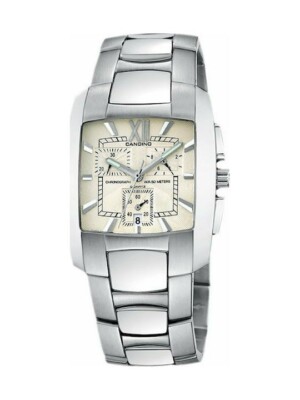 Candino Men's Watch Chronograph Stainless Steel Tonneau C7510D Swiss Made C7510
