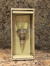 Cypress Home Wine Bottle Stopper -Crystal Clear Monogram Letter Initial NIB “B”