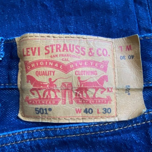Levi’s 501 Button Fly Jeans Men’s 40x30 Dark Blue Denim Straight Leg 100% Cotton - Picture 7 of 12