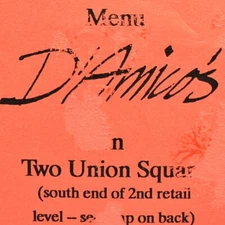 1990s D'Amico's Cafe Restaurant Bakery Menu Two Union Square Seattle WA #1