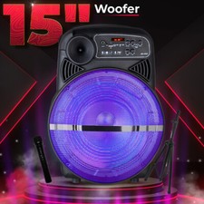 15" Portable Party Bluetooth Speaker Sound System Party W/ Wireless Mic  Stand
