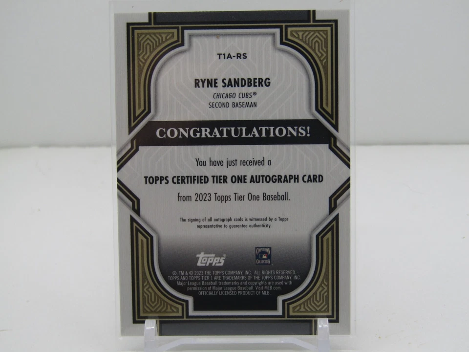 RYNE SANDBERG 2023 TOPPS TIER ONE AUTOGRAPH AUTO #01/10! CHICAGO CUBS!! - Image 2 of 2