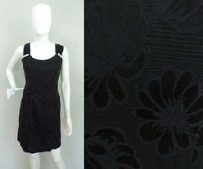 Vintage Dress 1980s Positively Ellyn Black Damask Rhinestone Formal Short Small
