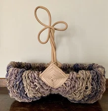 Vintage Splint Buttock Basket Gathering Egg Woven Farmhouse Primitive 12” x 11”