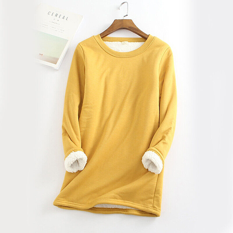 Women Winter Thick T Shirt Long Sleeve Warm Thermal Fleece Lined Plus ...