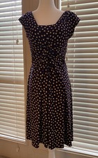 Chaps Small Brown And Cream Polka Dot Dress