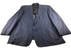 OAK HILL Men Navy Blue Check Linen/Rayon Sport Coat Blazer Jacket Sz 58-60T/4XLT