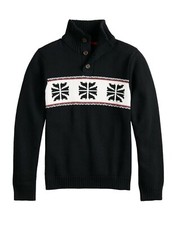 NWT New Boys Chaps Black Snowflake Christmas Sweater Size XL