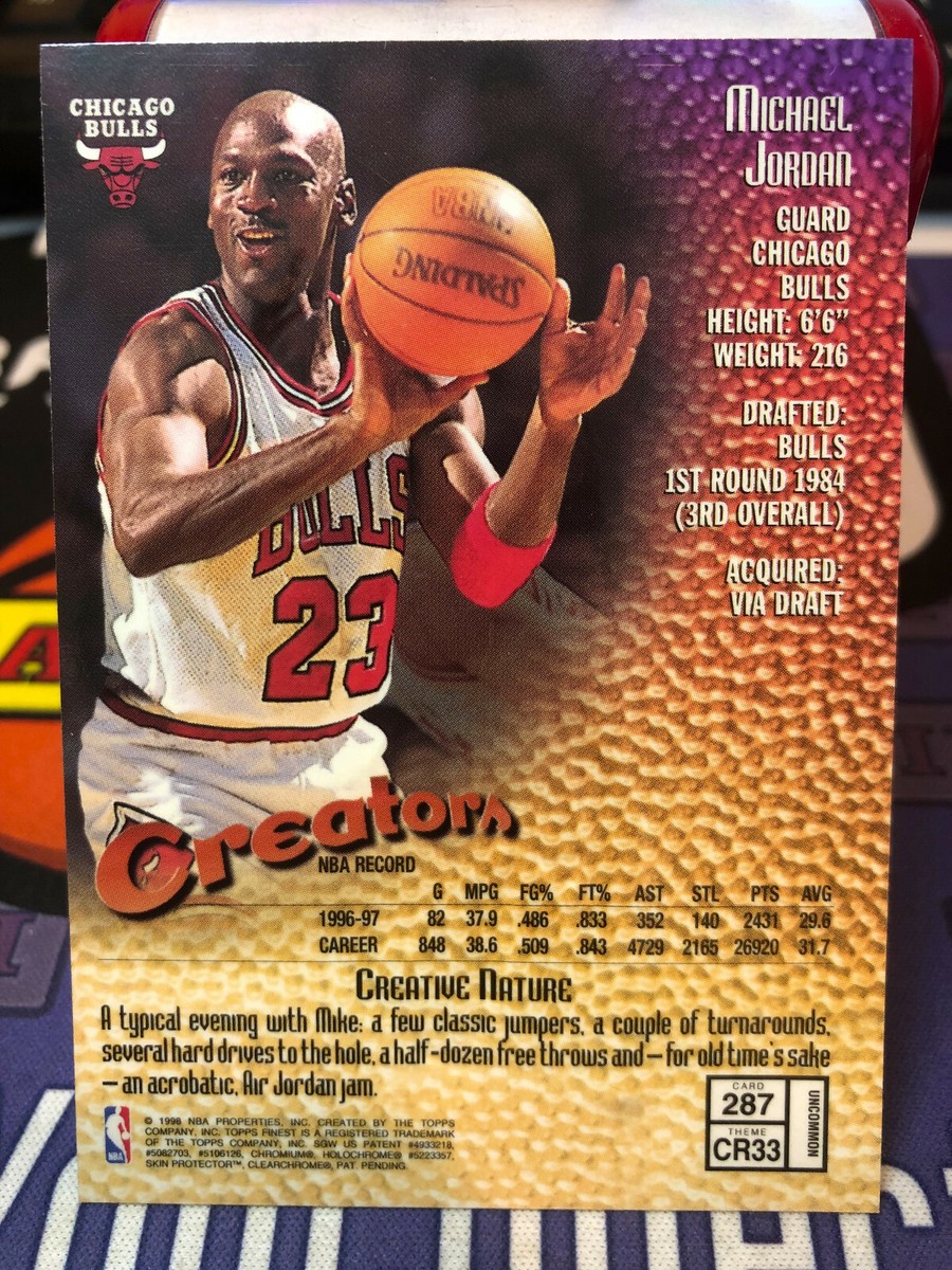 その他 1997-98 Topps Finest JORDAN Creators 1997-98 Topps Finest Creators Michael Jordan #287 With