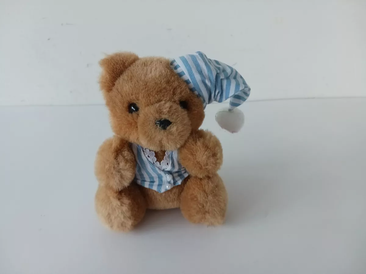 Blue and white striped teddy bear deals