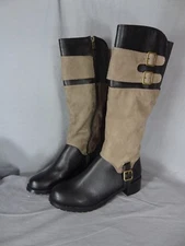 Bella Vita Knee High Man Made Materials Riding Boots Black Beige size 7W