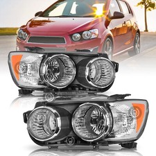 [Chrome Bezel] Headlights For 2012-2016 Chevy Sonic Halogen Headlamp Left+Right