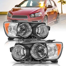 [Chrome Bezel] Headlights For 2012-2016 Chevy Sonic Halogen Headlamp Left+Right