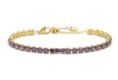 MARLU' TENNIS ARMBAND LILA 4 MM MIT ZENTRALEM ZIRKON PVD GOLD 31BR0007G
